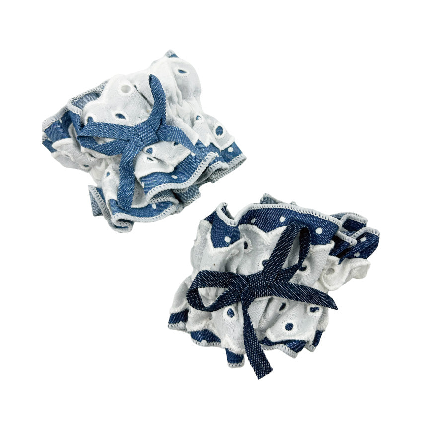 レース デニム シュシュ / lace denim scrunchie
