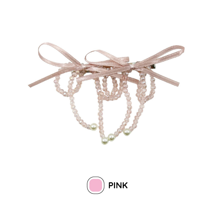 ビーズリボンヘアクリップ / beads ribbon hair clip
