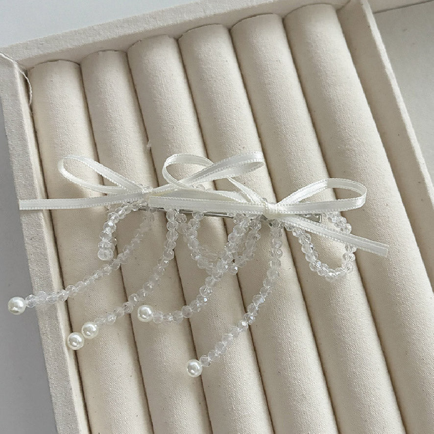 ビーズリボンヘアクリップ / beads ribbon hair clip