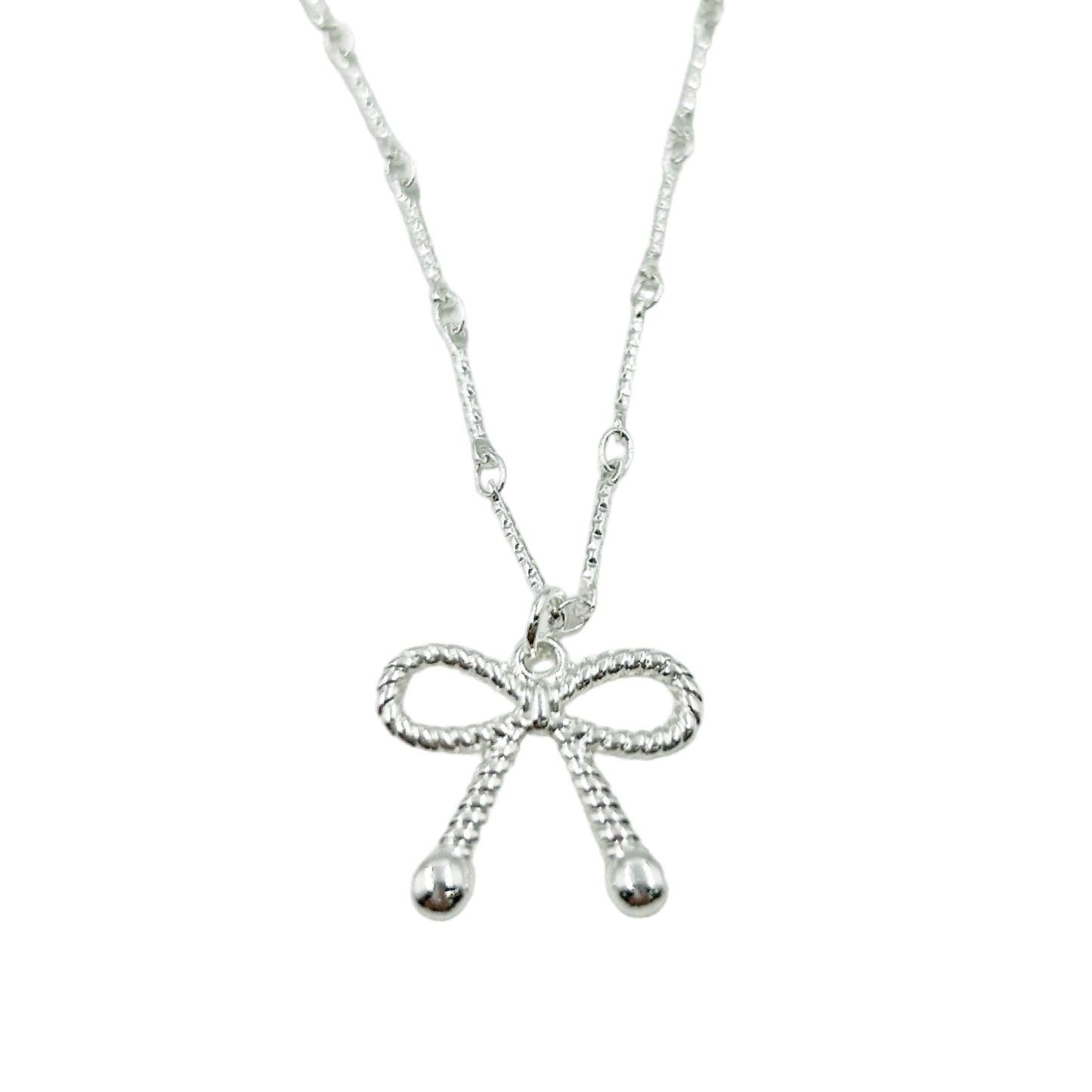 メタリックシルバーリボン ネックレス / metallic silver ribbon necklace