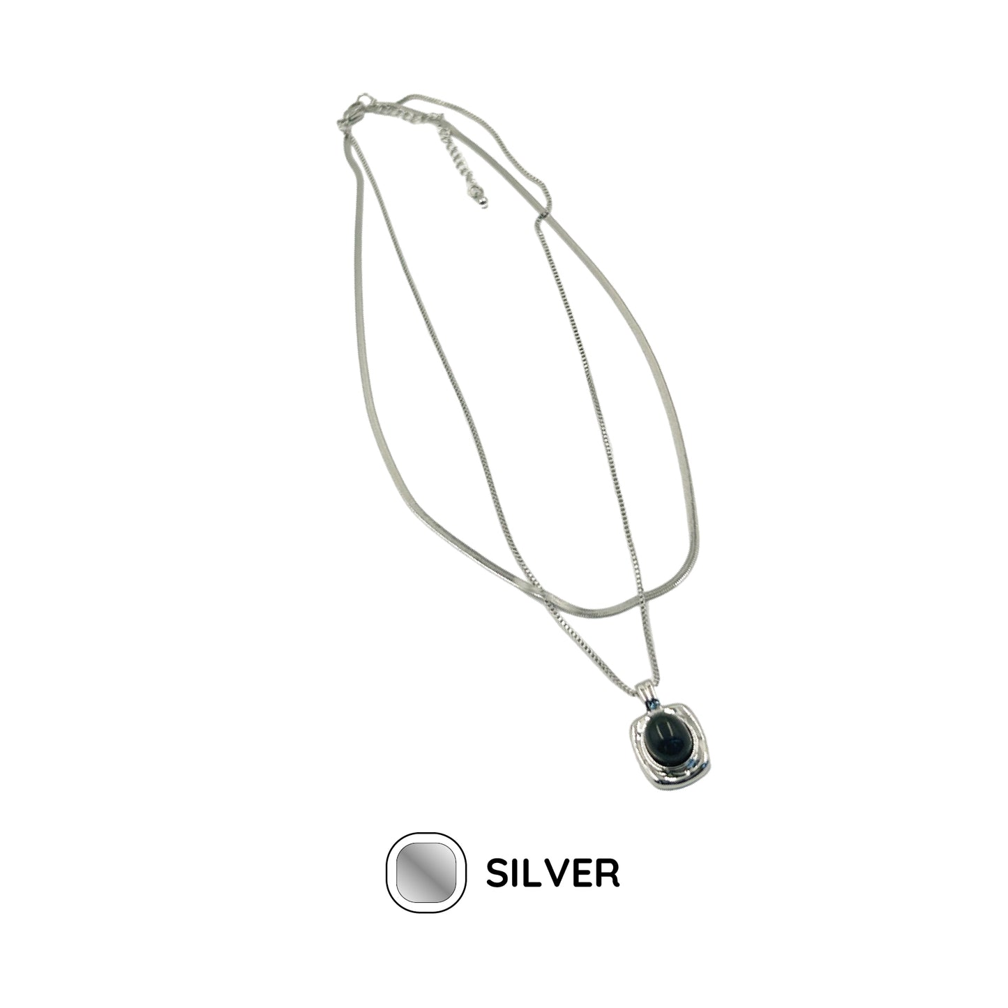 ブラックストーン2連ネックレス / black stone double necklace