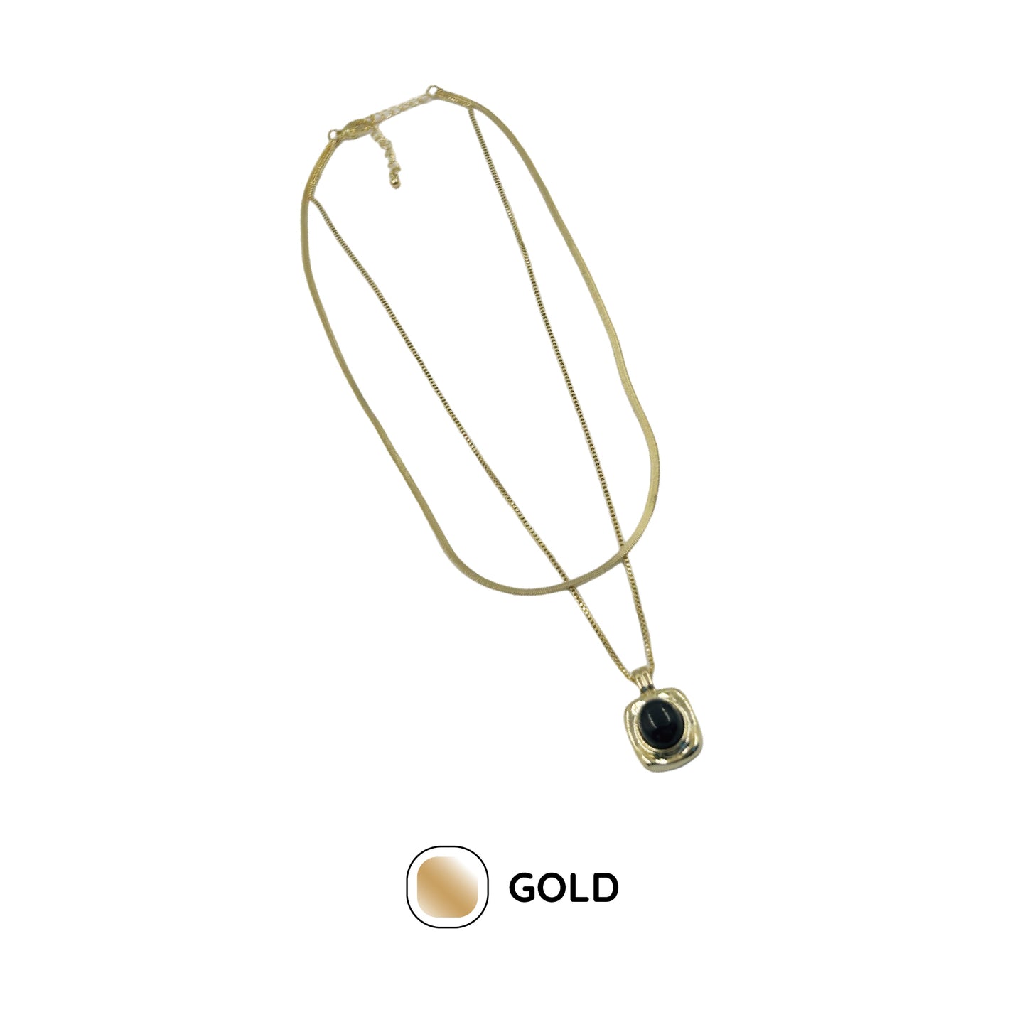 ブラックストーン2連ネックレス / black stone double necklace