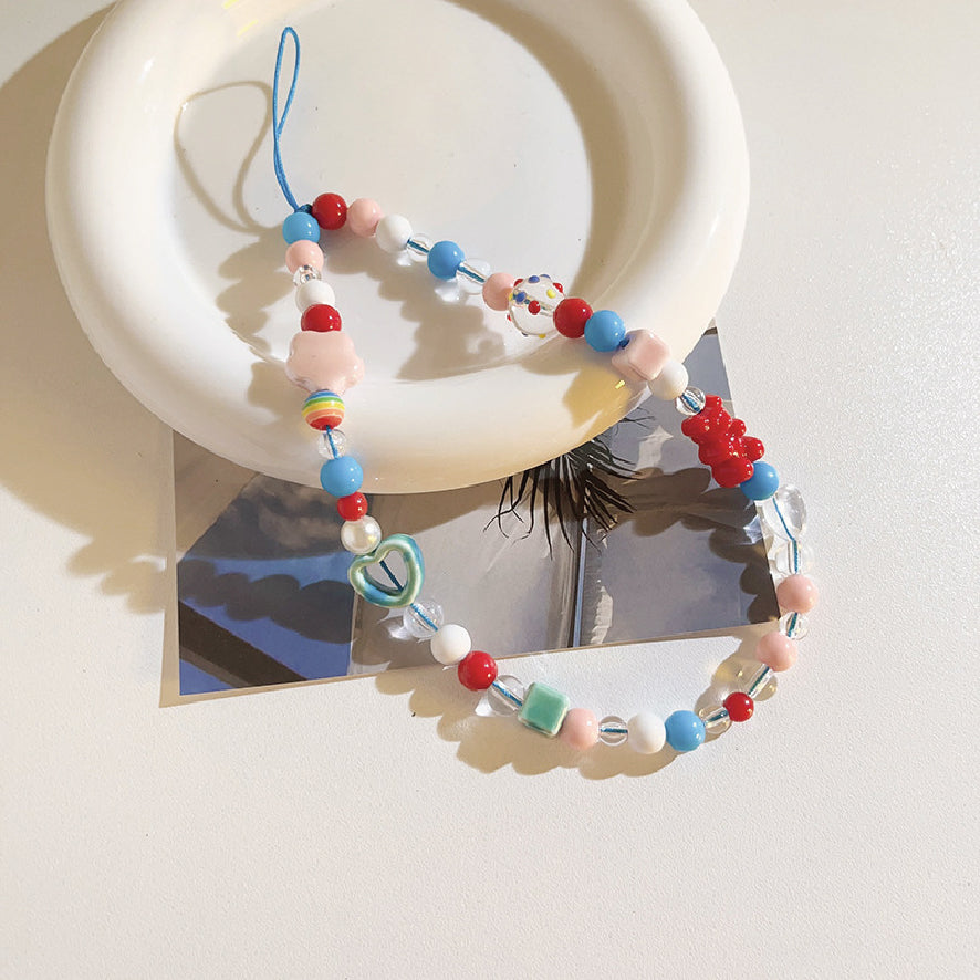 カラフル ビーズ チェーン ストラップ B / colorful beads chain strap B