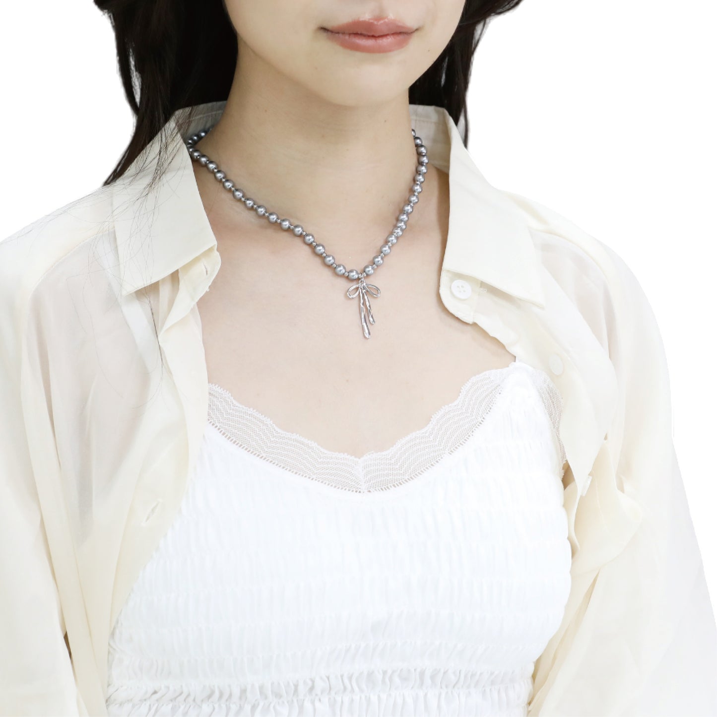 パールリボンネックレス / pearl ribbon necklace