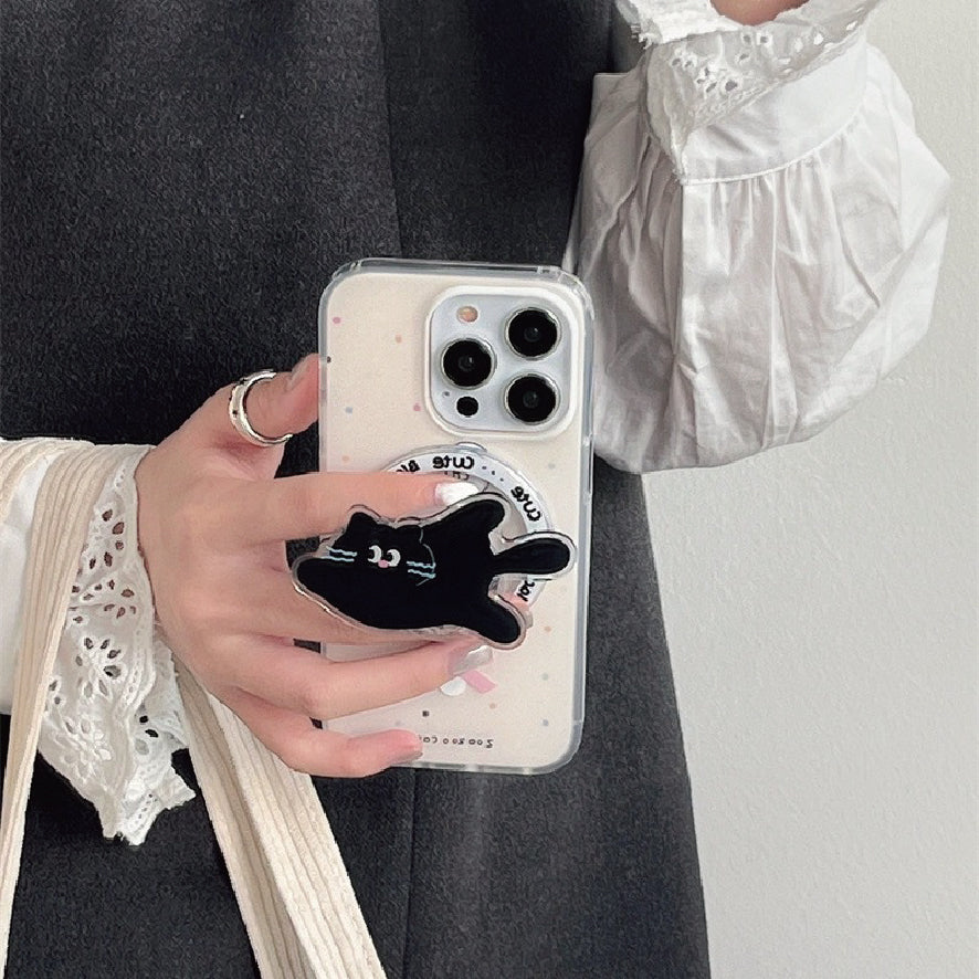 マグネット式 スマホケース&グリップ black cat