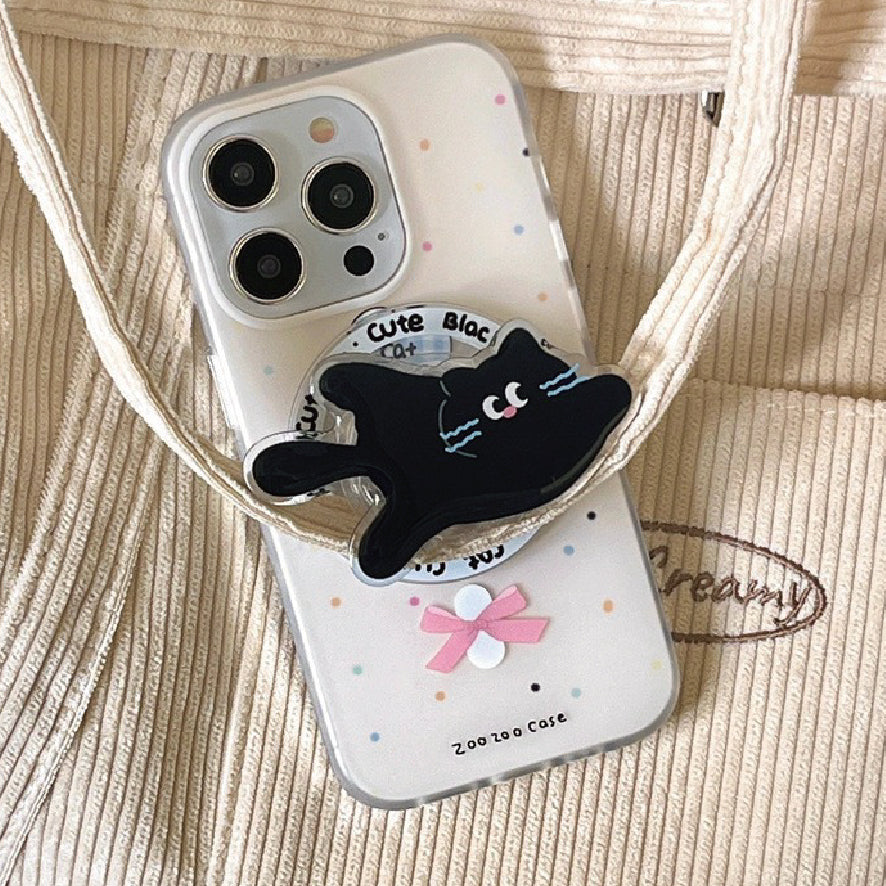 マグネット式 スマホケース&グリップ black cat