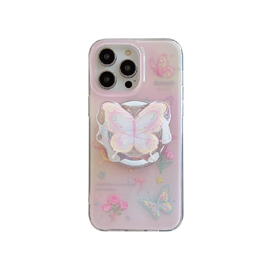 マグネット式 スマホケース&グリップ butterfly