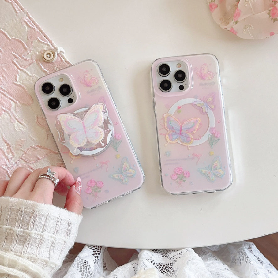 マグネット式 スマホケース&グリップ butterfly
