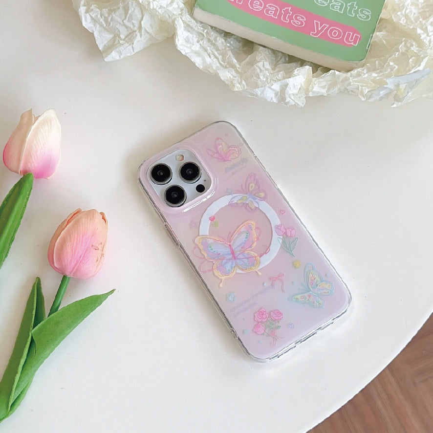 マグネット式 スマホケース&グリップ butterfly