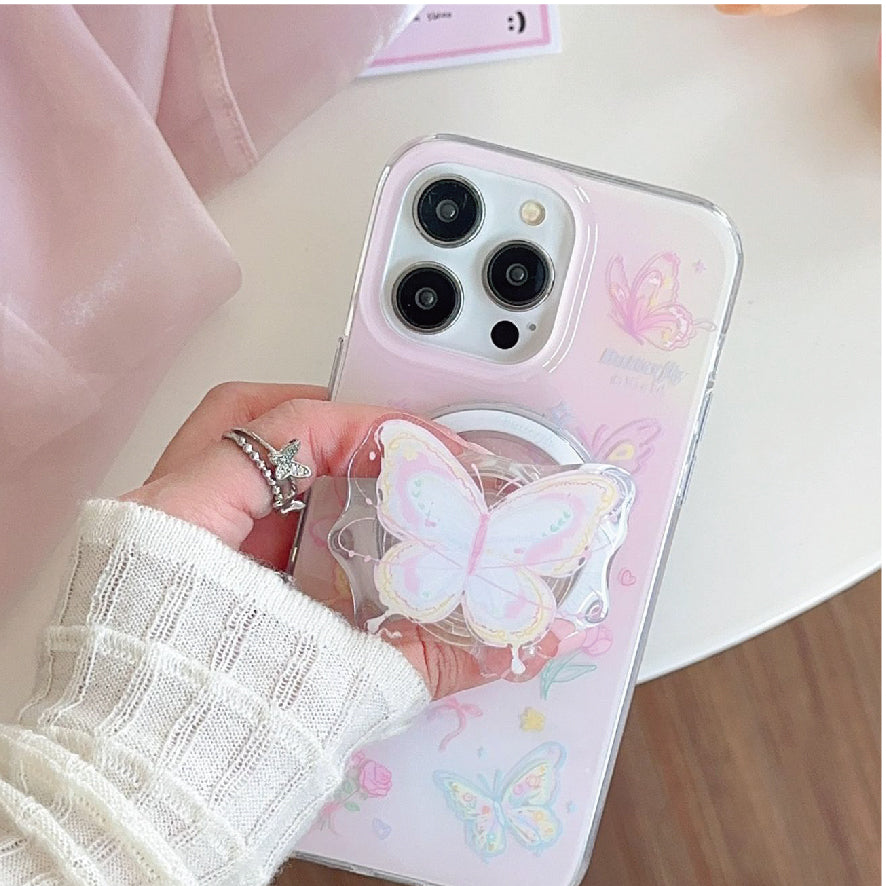 マグネット式 スマホケース&グリップ butterfly