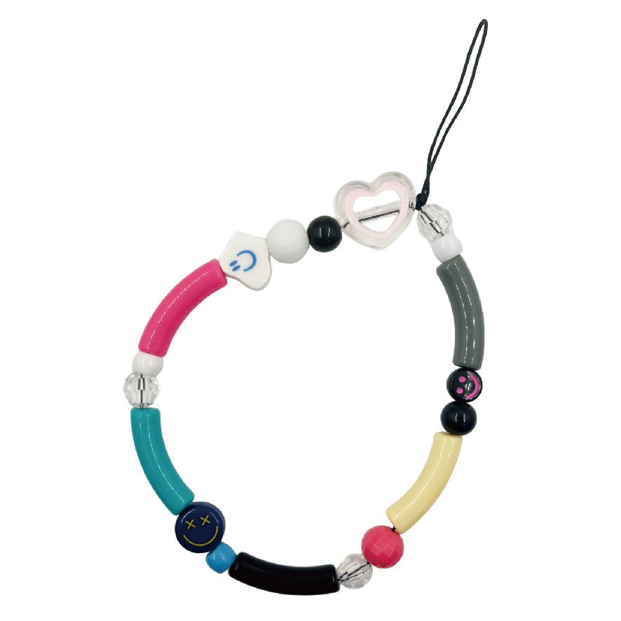 カラフル スマイル ビーズ チェーン ストラップ / colorful smile beaded chain strap