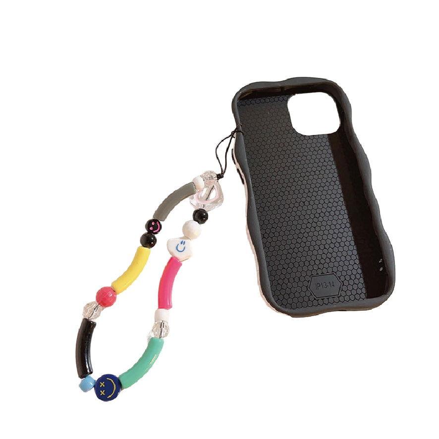 カラフル スマイル ビーズ チェーン ストラップ / colorful smile beaded chain strap