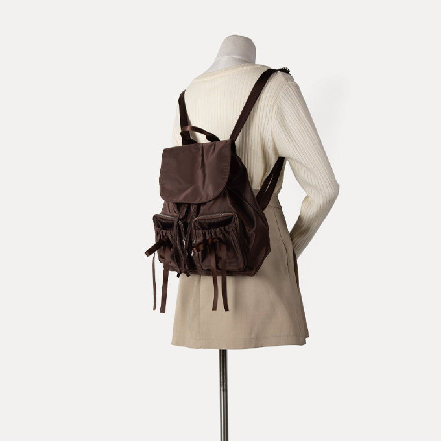 ダブルリボンナイロンミニバックパック / double ribbon nylon mini backpack