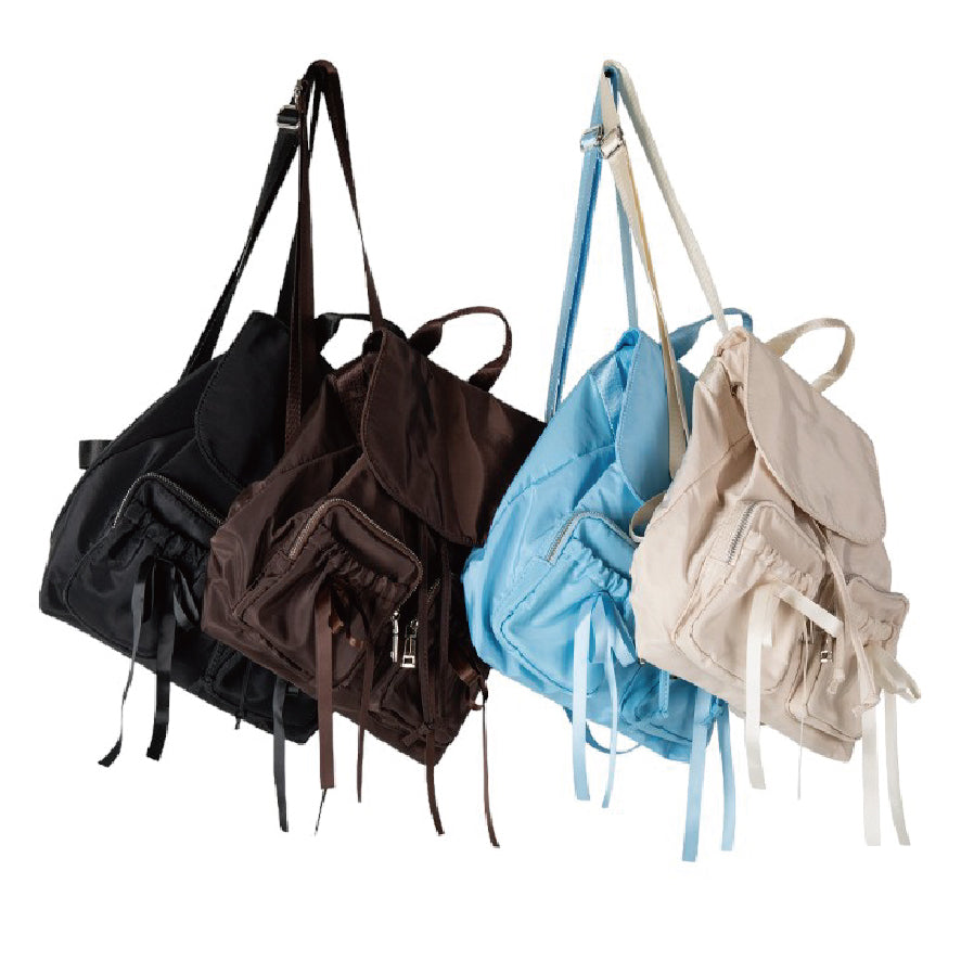 ダブルリボンナイロンミニバックパック / double ribbon nylon mini backpack
