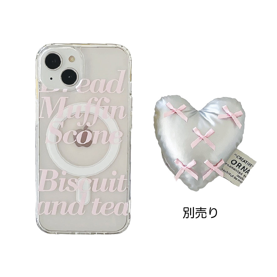 マグネット式 スマホケース&グリップ heart ribbon