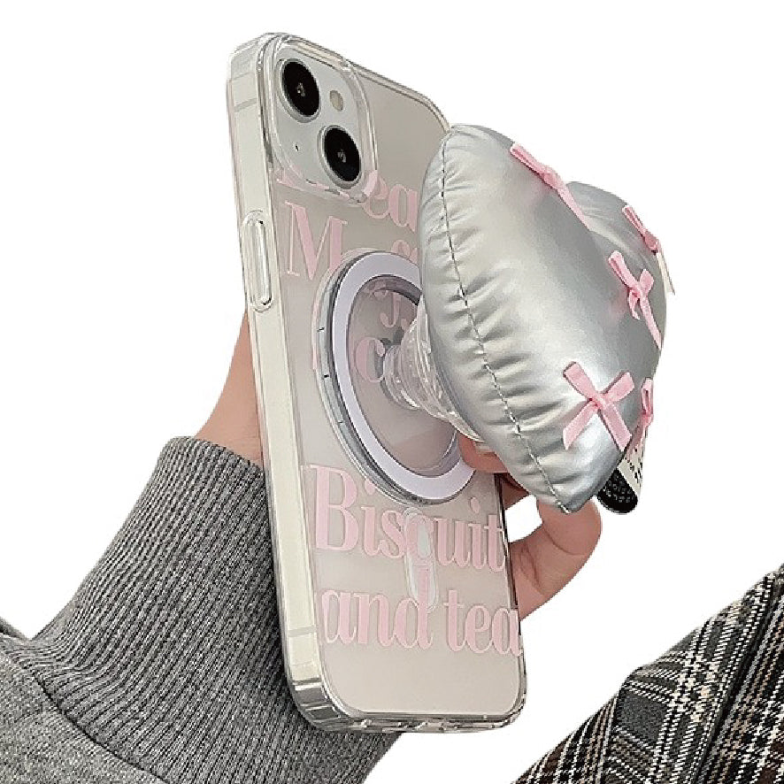 マグネット式 スマホケース&グリップ heart ribbon