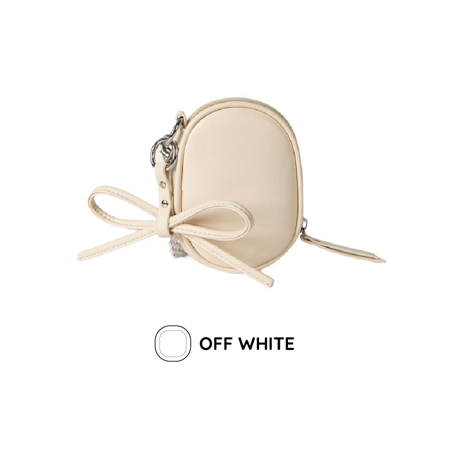 パールチェーンリボンミニポシェット/Pearl chain ribbon mini pochette