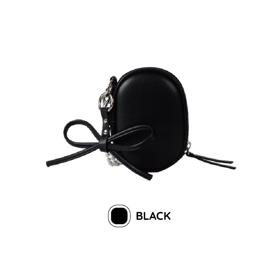 パールチェーンリボンミニポシェット/Pearl chain ribbon mini pochette