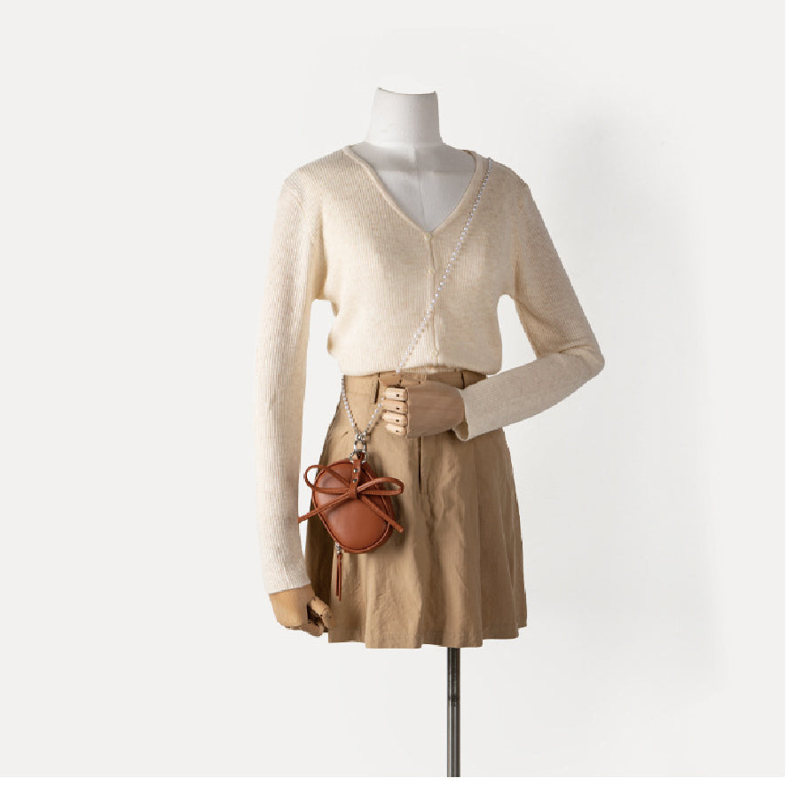 パールチェーンリボンミニポシェット/Pearl chain ribbon mini pochette