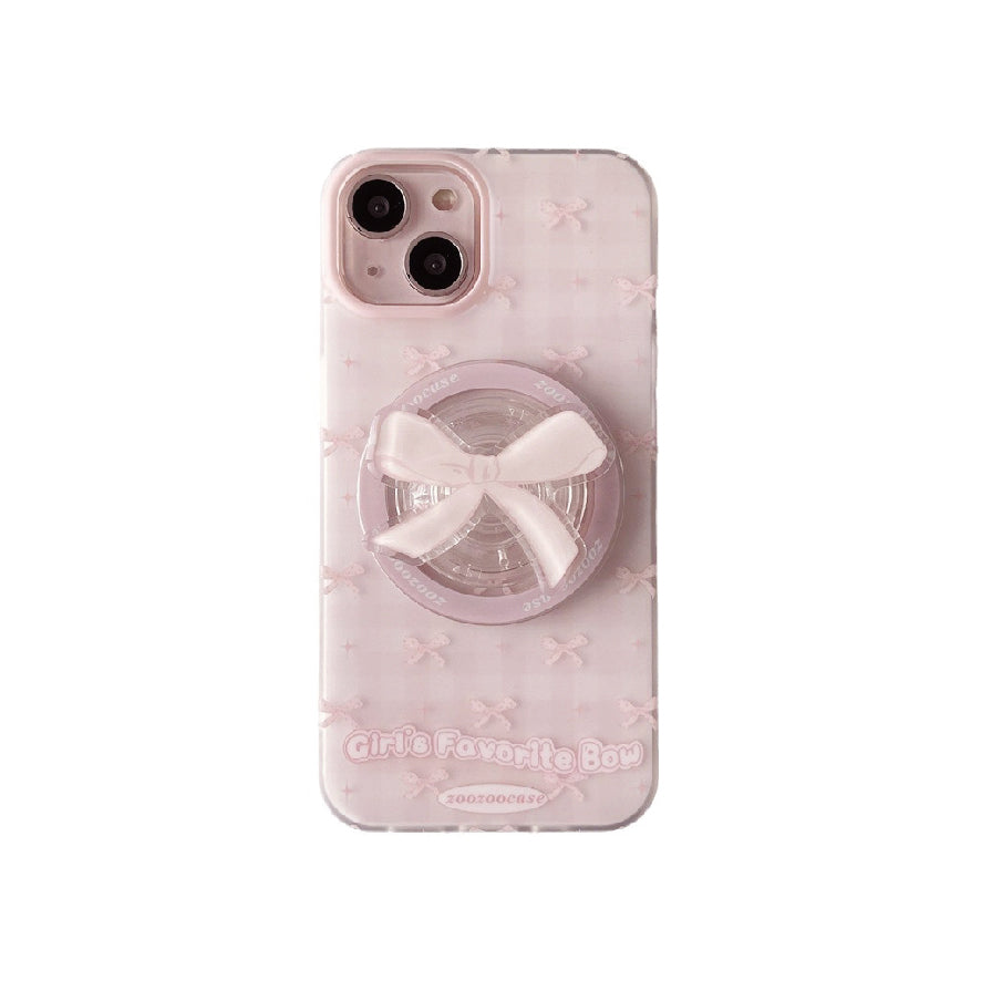 マグネット式 スマホケース&グリップ pink ribbon case
