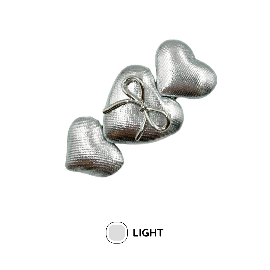 シルバー レザー リボン ヘアクリップ ハート/silver leather ribbon hair clip heart