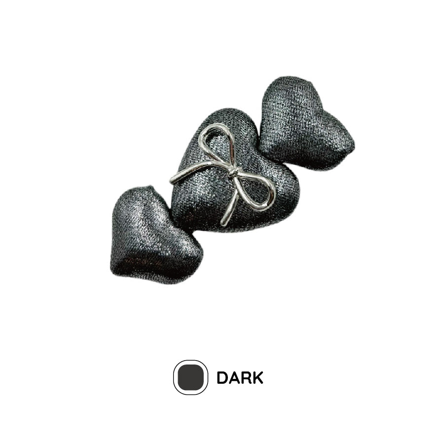 シルバー レザー リボン ヘアクリップ ハート/silver leather ribbon hair clip heart