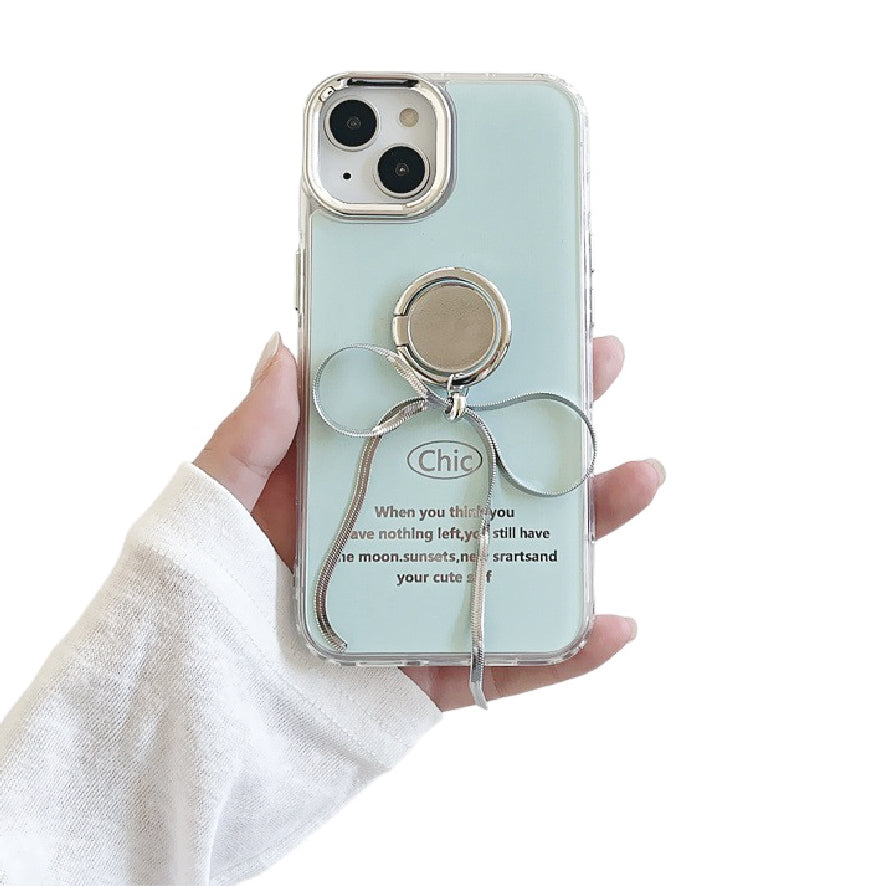 スマホケース ミント with silver ribbon