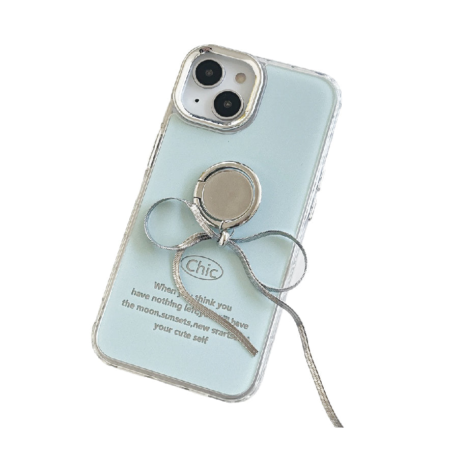スマホケース ミント with silver ribbon