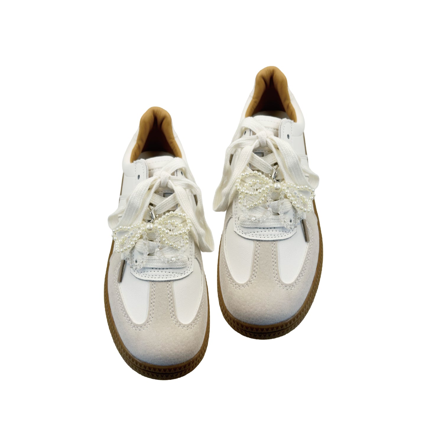 スニーカーデコレーション ホワイトパールリボンC / sneaker decoration white pearl ribbon C