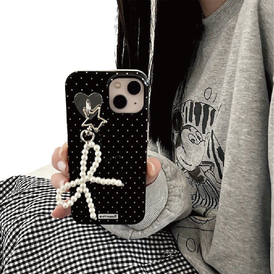 スマホケース white dots