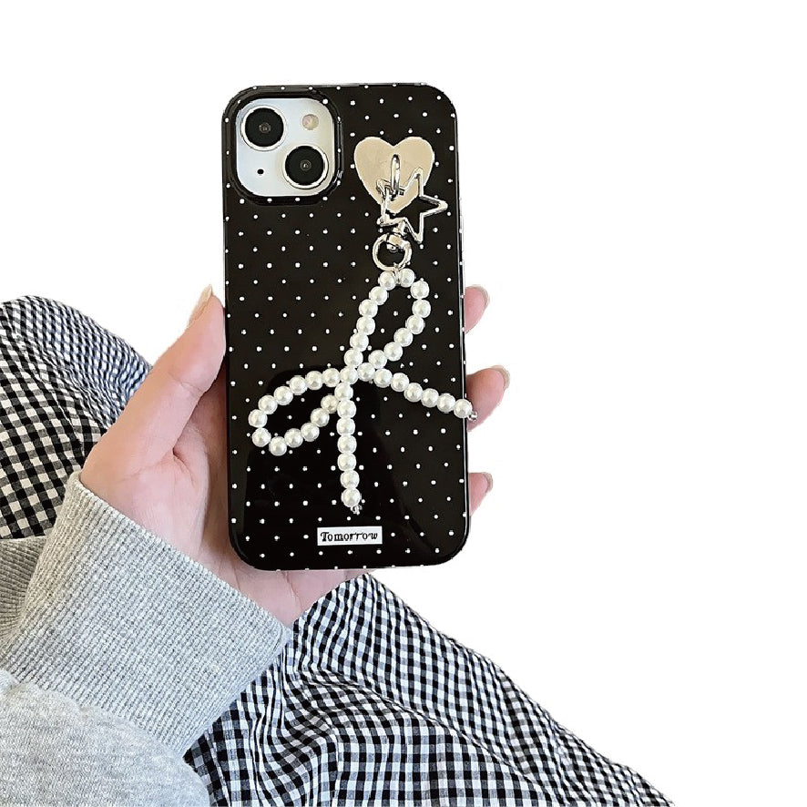 スマホケース white dots