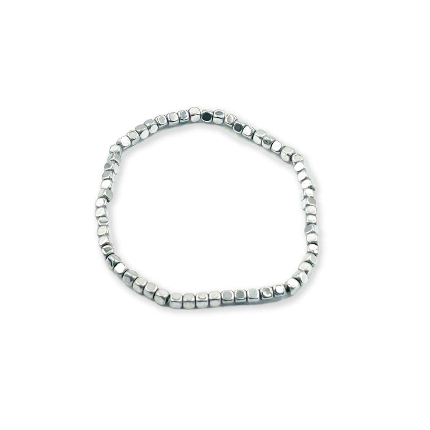 ビーズブレスレット シルバーキューブ / bead bracelet silver cube