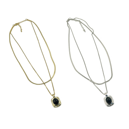 ブラックストーン2連ネックレス /  black stone double necklace