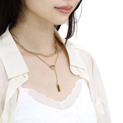 ビーンズモチーフ2連ネックレス / Beans motif double necklace