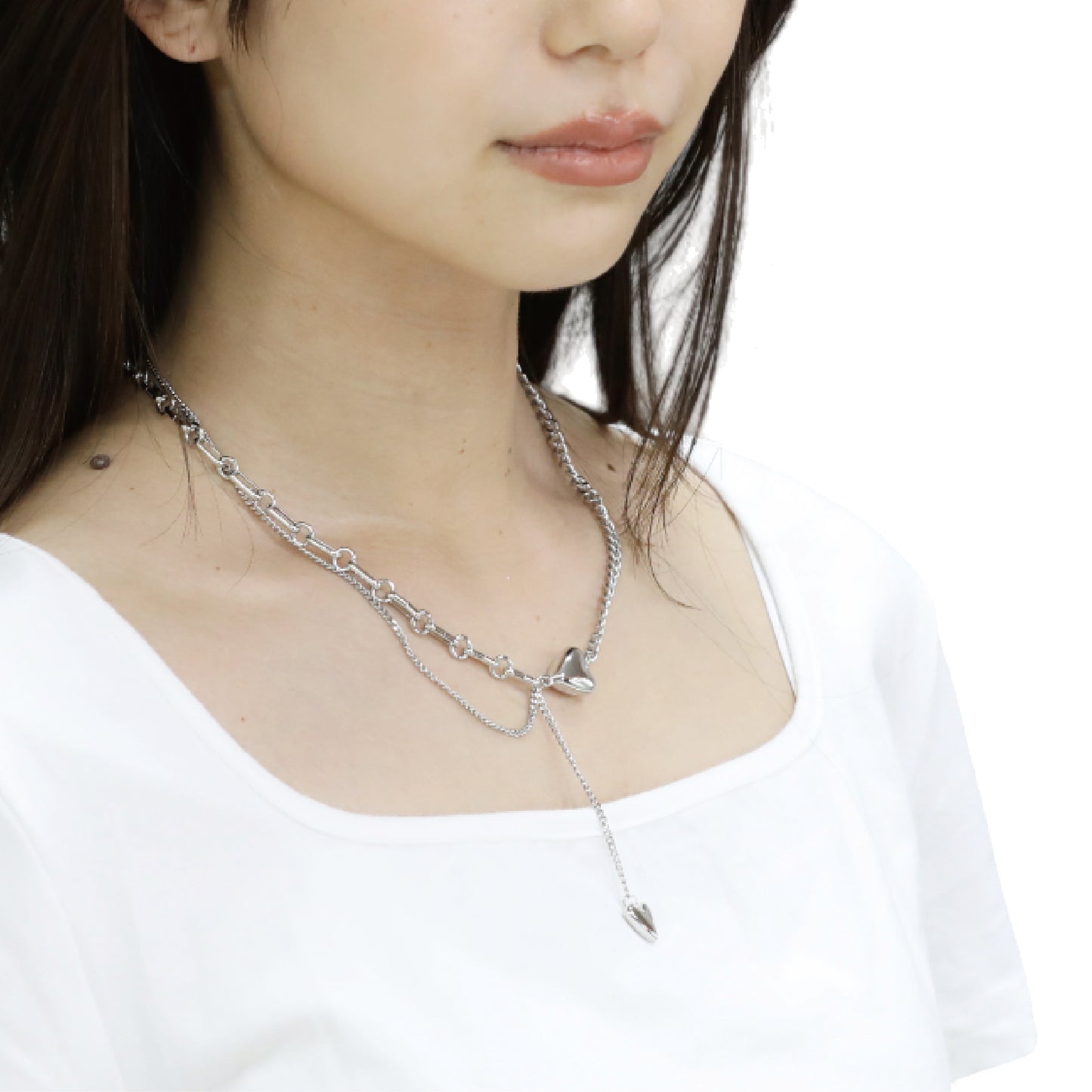 ハートモチーフ2連ネックレス / heart motif double necklace