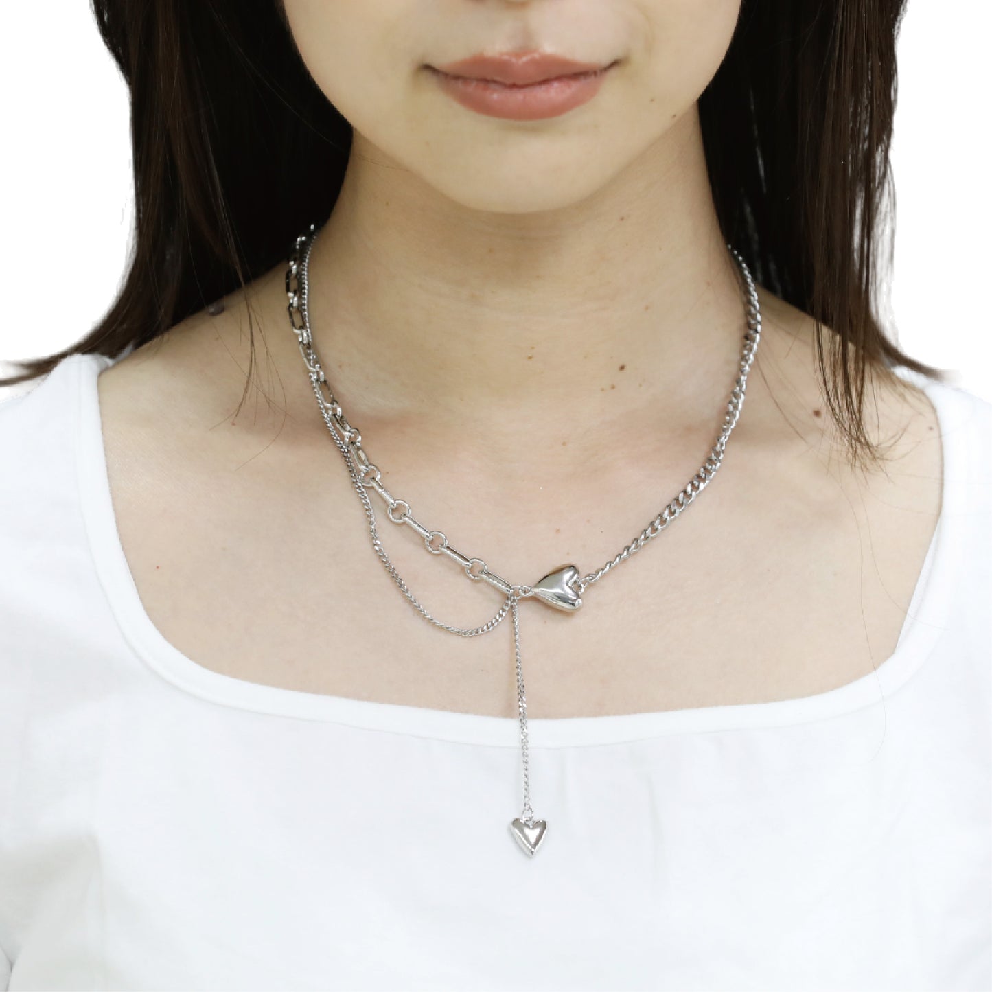 ハートモチーフ2連ネックレス / heart motif double necklace