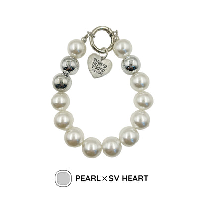 ハートチャーム付 ビーズストラップ / beaded strap with heart charm