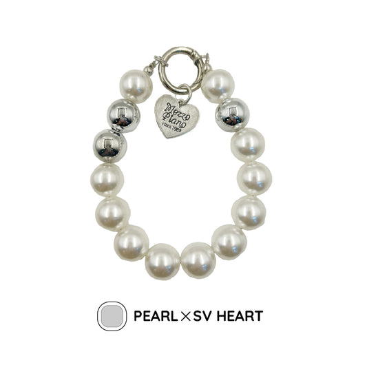 ハートチャーム付 ビーズストラップ / beaded strap with heart charm