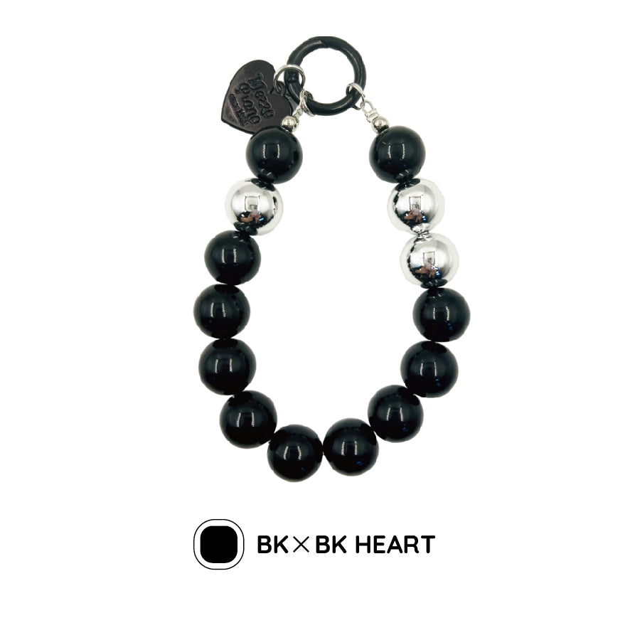 ハートチャーム付 ビーズストラップ / beaded strap with heart charm