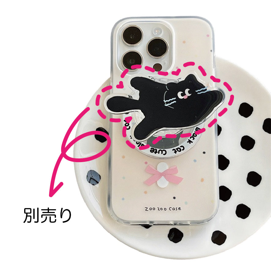 マグネット式 スマホケース＆グリップ black cat