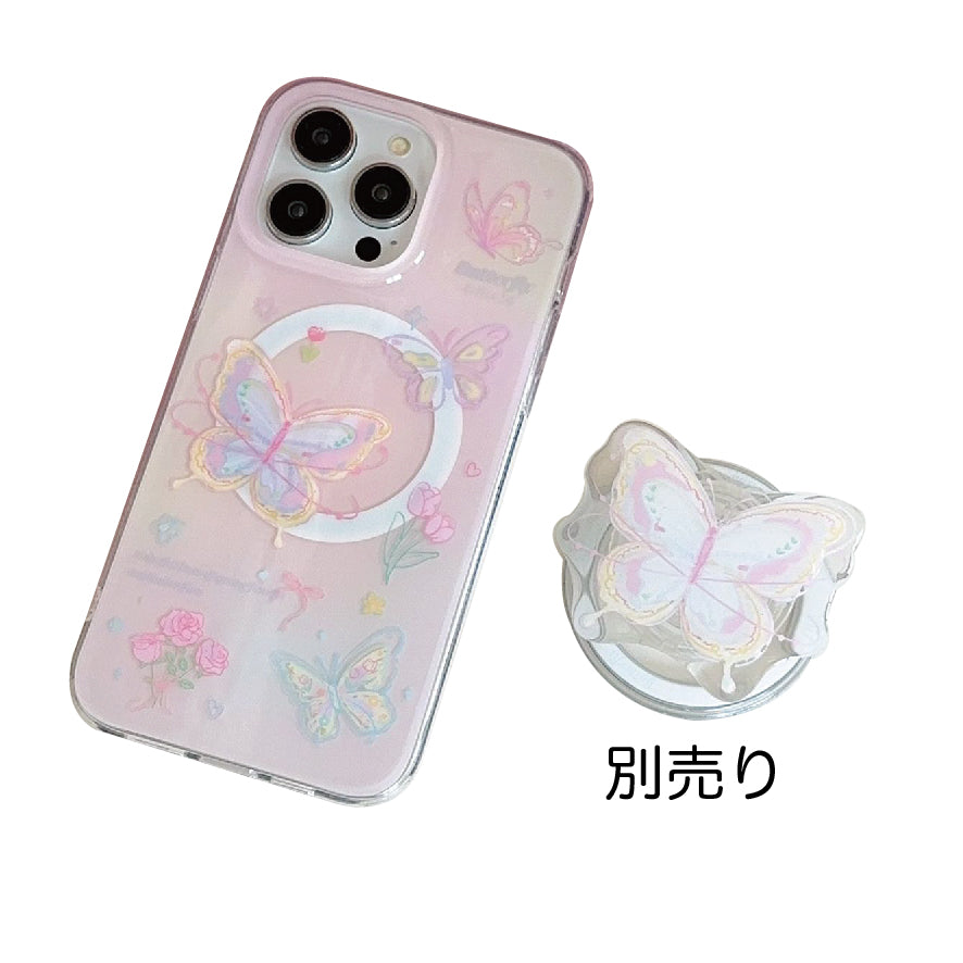 マグネット式 スマホケース＆グリップ butterfly