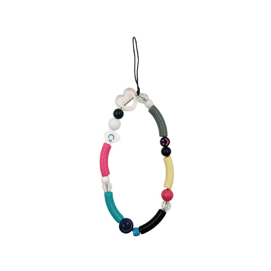 カラフル スマイル ビーズ チェーン ストラップ / colorful smile beaded chain strap