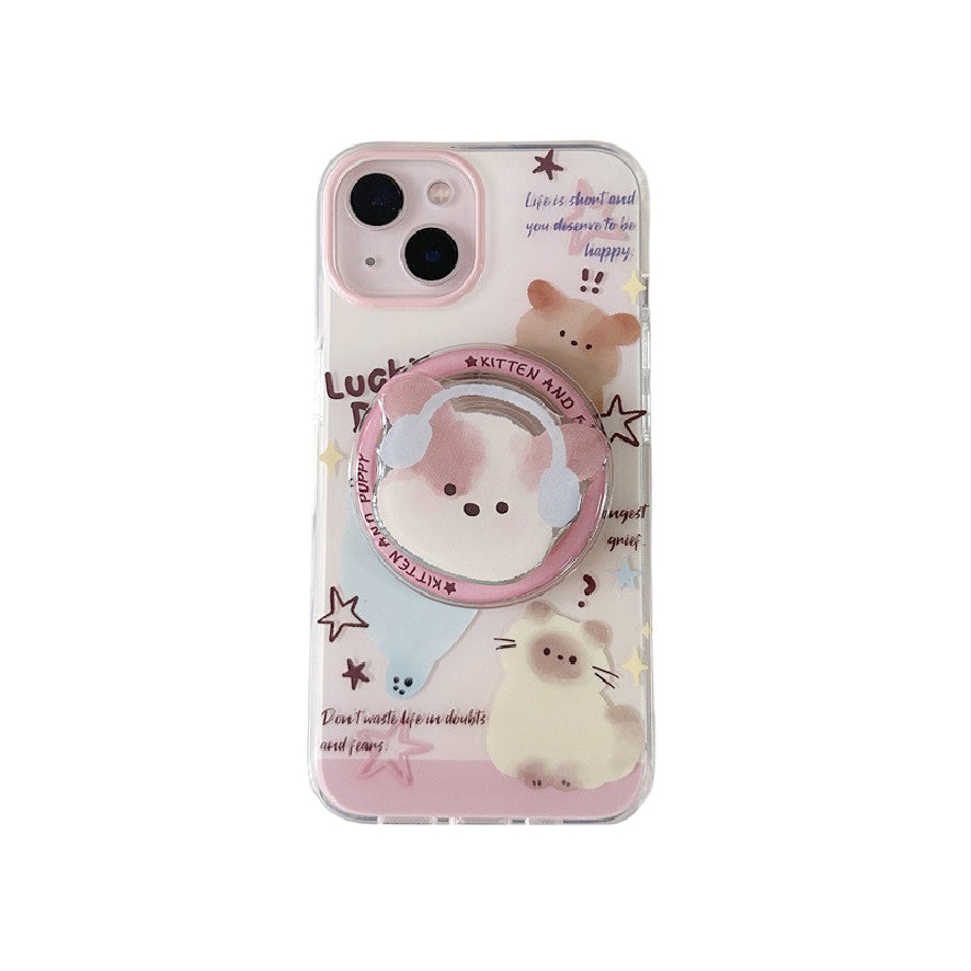 マグネット式 スマホケース＆グリップ puppy animal