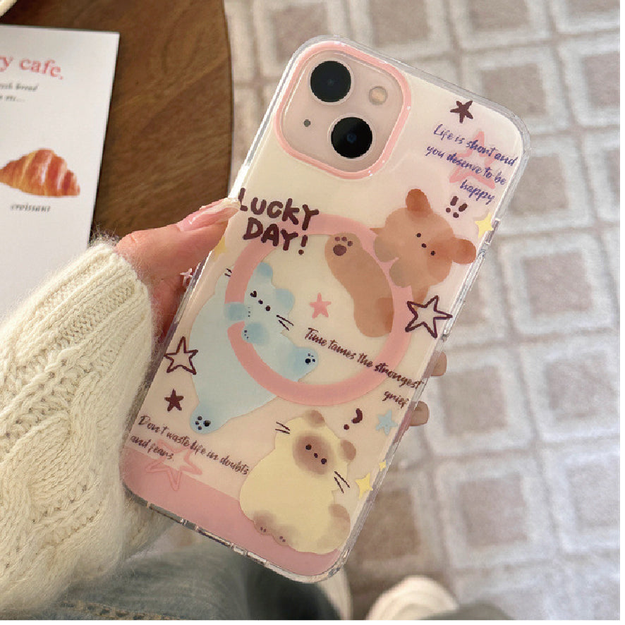 マグネット式 スマホケース＆グリップ puppy animal