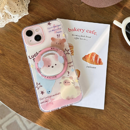 マグネット式 スマホケース＆グリップ puppy animal