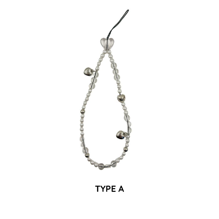 シルバー ミックス ビーズ チェーン ストラップ A / silver mix beaded chain strap A