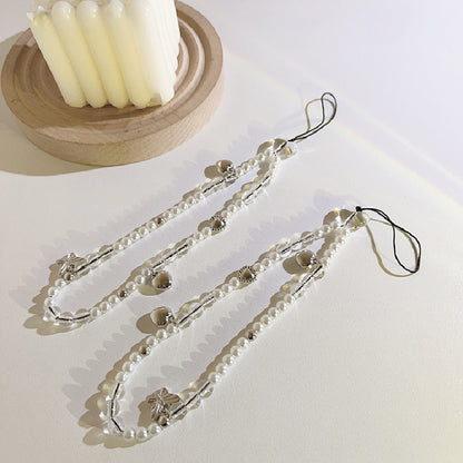 シルバー ミックス ビーズ チェーン ストラップ A / silver mix beaded chain strap A