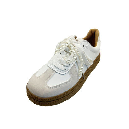 スニーカーデコレーション ホワイトパールリボンB / sneaker decoration white pearl ribbon B