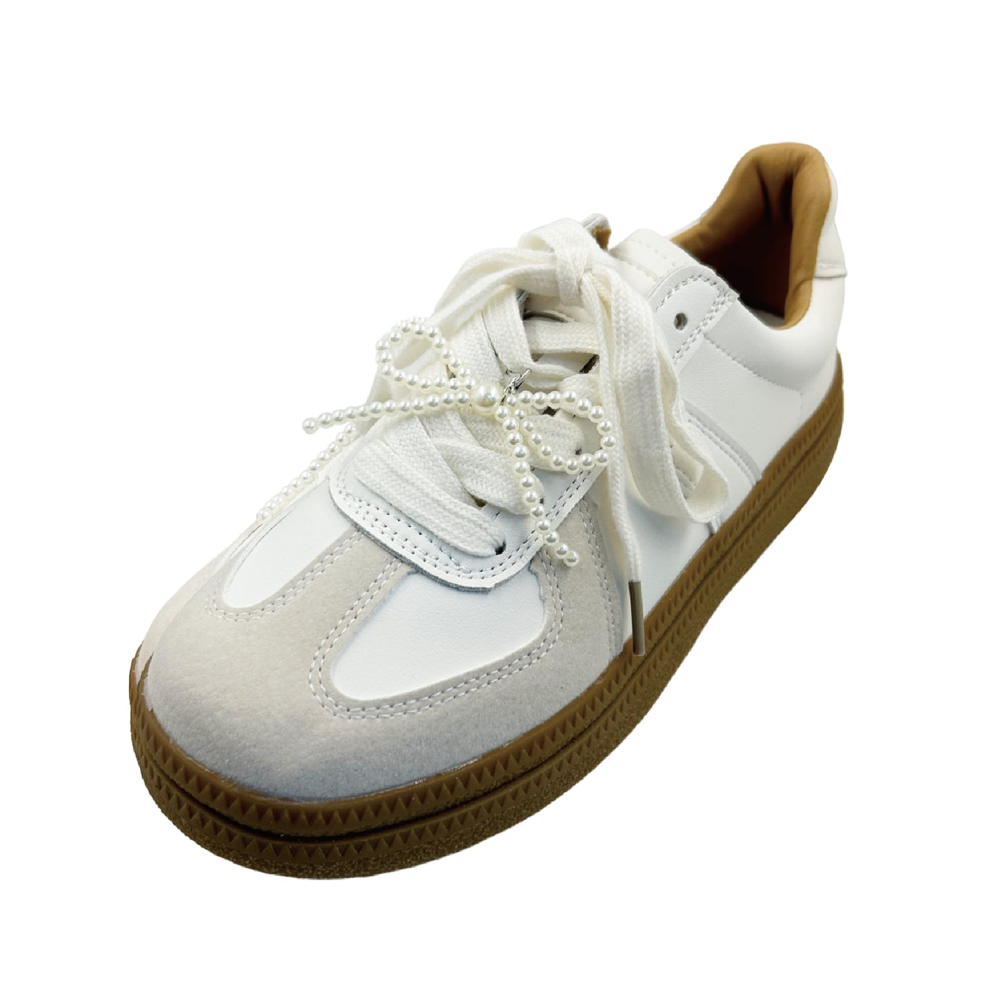 スニーカーデコレーション ホワイトパールリボンE / sneaker decoration white pearl ribbon E