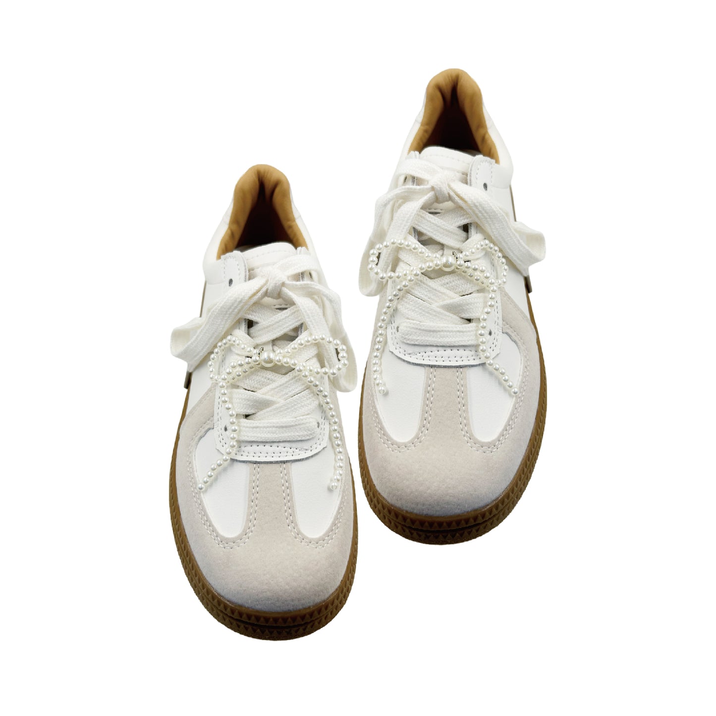 スニーカーデコレーション ホワイトパールリボンD / sneaker decoration white pearl ribbon D